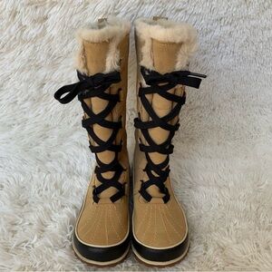 Sorel New Caribou Tan Winter Snow Lace-up Boots US 6.5 Leather & rubber uppers